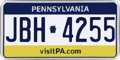 PA license plate JBH4255