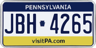 PA license plate JBH4265