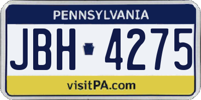 PA license plate JBH4275