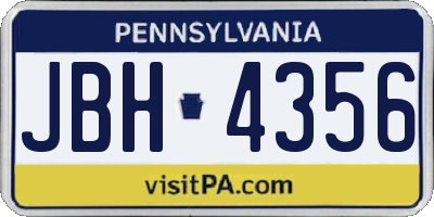 PA license plate JBH4356