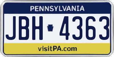 PA license plate JBH4363