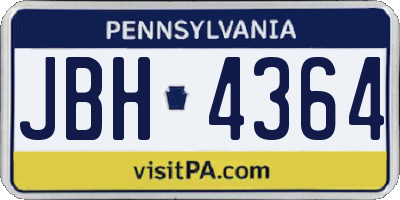 PA license plate JBH4364