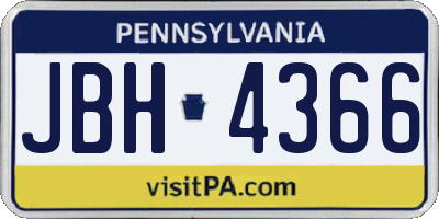 PA license plate JBH4366