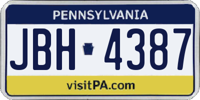 PA license plate JBH4387