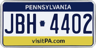 PA license plate JBH4402