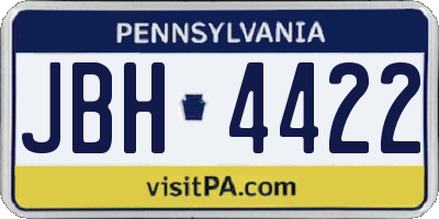 PA license plate JBH4422