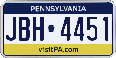 PA license plate JBH4451