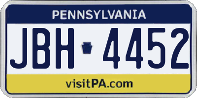 PA license plate JBH4452