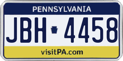 PA license plate JBH4458