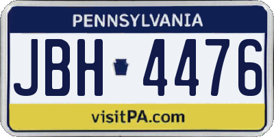 PA license plate JBH4476