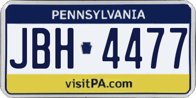 PA license plate JBH4477