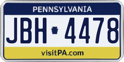 PA license plate JBH4478