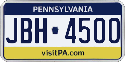 PA license plate JBH4500