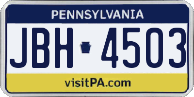 PA license plate JBH4503