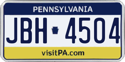 PA license plate JBH4504