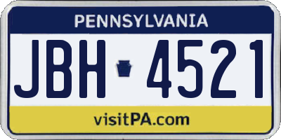 PA license plate JBH4521