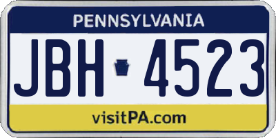 PA license plate JBH4523