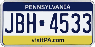 PA license plate JBH4533