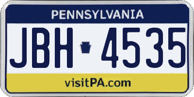 PA license plate JBH4535