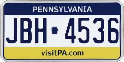 PA license plate JBH4536