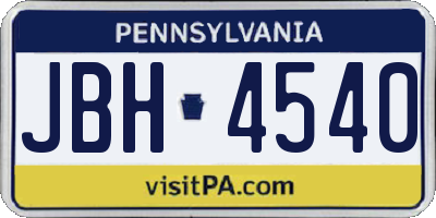 PA license plate JBH4540