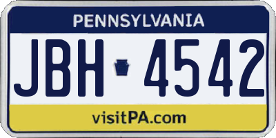 PA license plate JBH4542