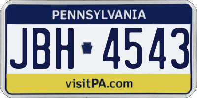 PA license plate JBH4543