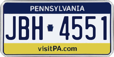 PA license plate JBH4551