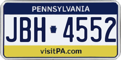 PA license plate JBH4552