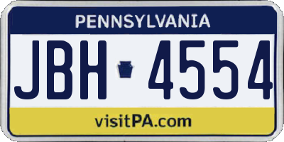 PA license plate JBH4554