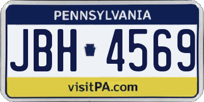 PA license plate JBH4569