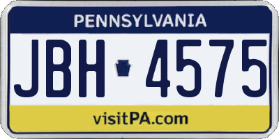 PA license plate JBH4575