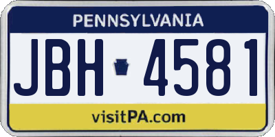 PA license plate JBH4581