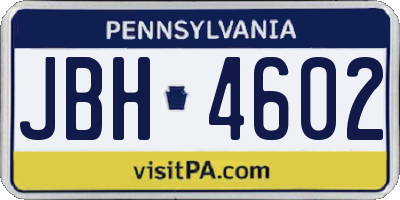 PA license plate JBH4602