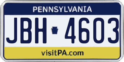 PA license plate JBH4603