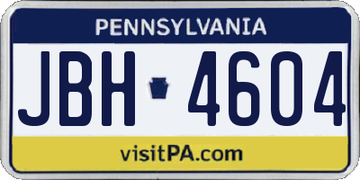 PA license plate JBH4604