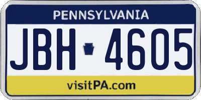 PA license plate JBH4605