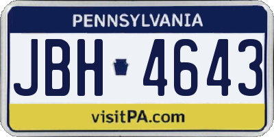 PA license plate JBH4643