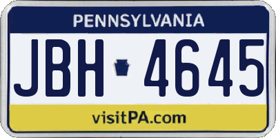 PA license plate JBH4645