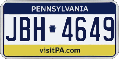 PA license plate JBH4649