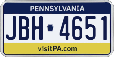 PA license plate JBH4651