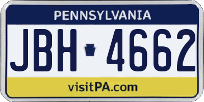 PA license plate JBH4662