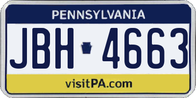 PA license plate JBH4663