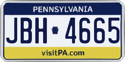 PA license plate JBH4665