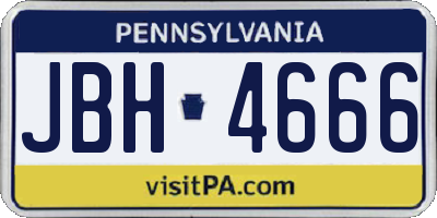 PA license plate JBH4666