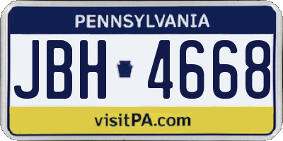 PA license plate JBH4668