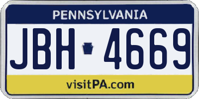 PA license plate JBH4669