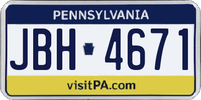 PA license plate JBH4671