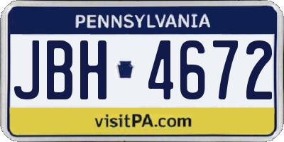 PA license plate JBH4672