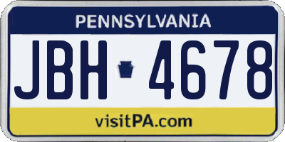 PA license plate JBH4678